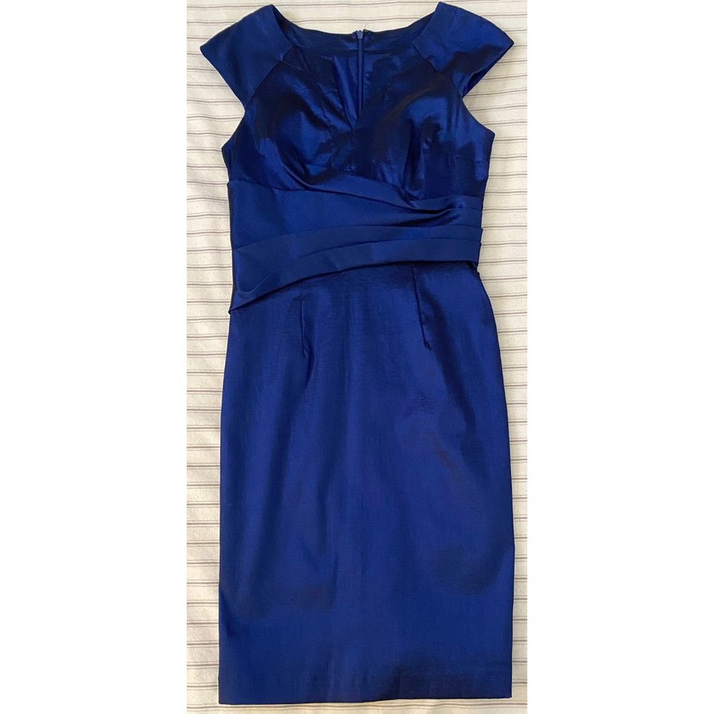 Blue Adrianna Papell Ruched Sheath Cocktail Dress, Size 6